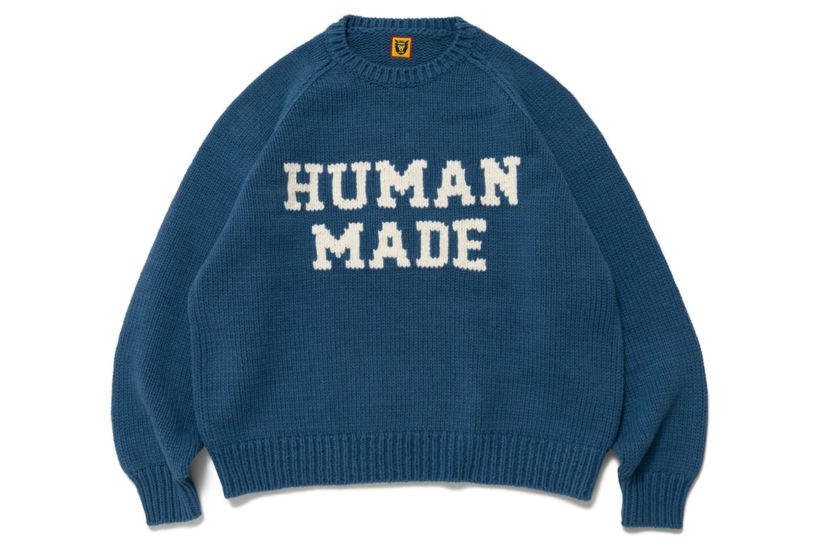 Pre-owned Human Made Rabbit Raglan Knit Sweater Blue