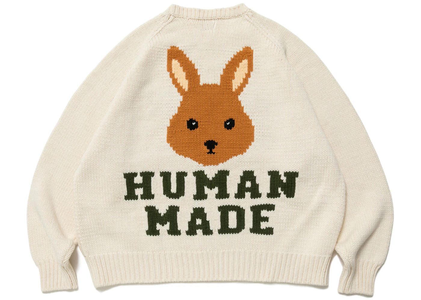 Human Made Rabbit Raglan Knit Sweater White Men's - FW22 - US