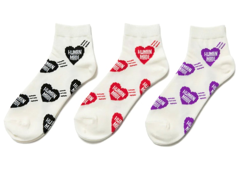Human Made Short Heart Pattern Socks (Set of 3) Multi