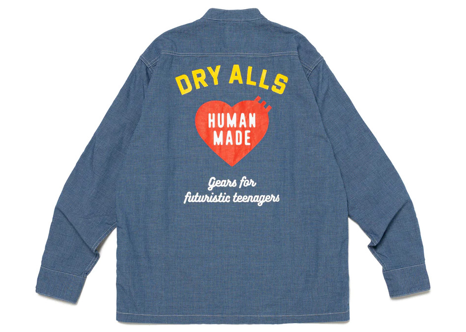 Human Made Stand Collar Chambray #1 L/S T-shirt Blue Men's - FW23 - US