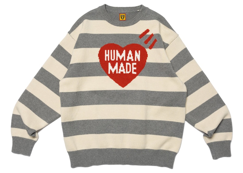 Human Made Striped Heart Knit Sweater Grey メンズ - SS23 - JP