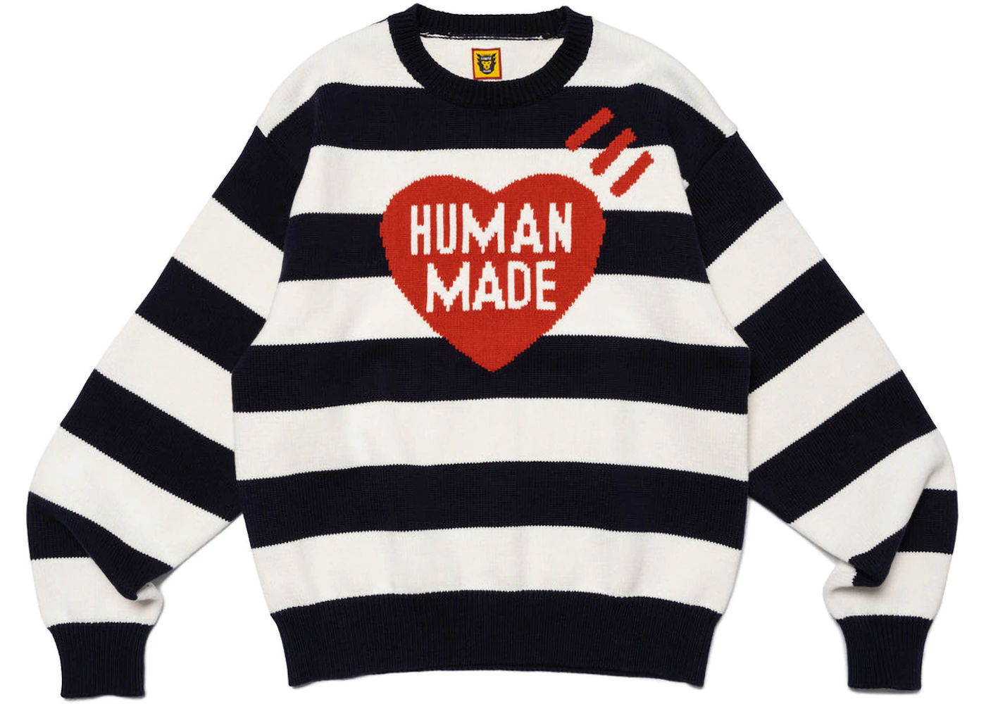 Human Made Striped Heart Knit Sweater Navy SS23 Men's US