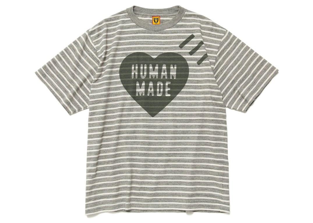 Pre-owned Human Made Striped Heart T-shirt Grey
