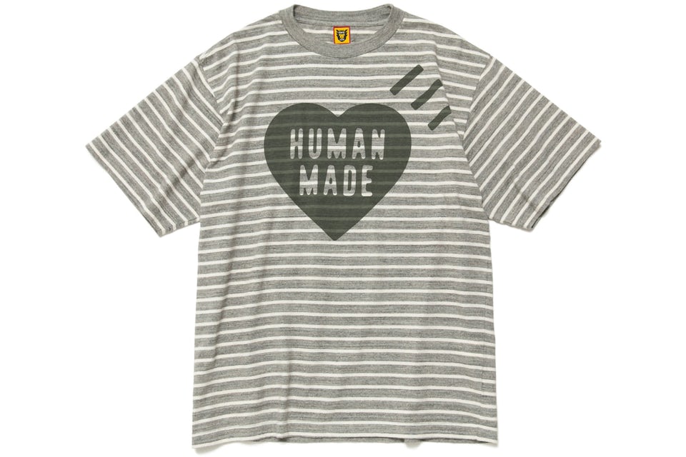 Human Made Striped Heart T-Shirt Grey