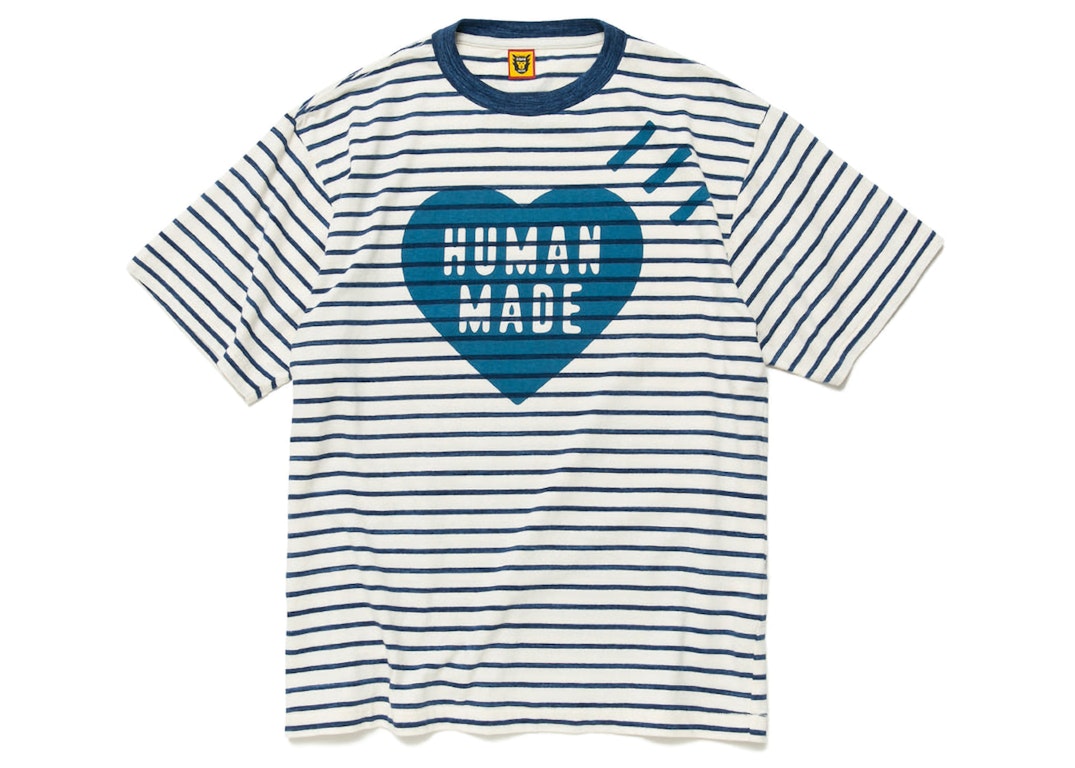 Pre-owned Human Made Striped Heart T-shirt Navy