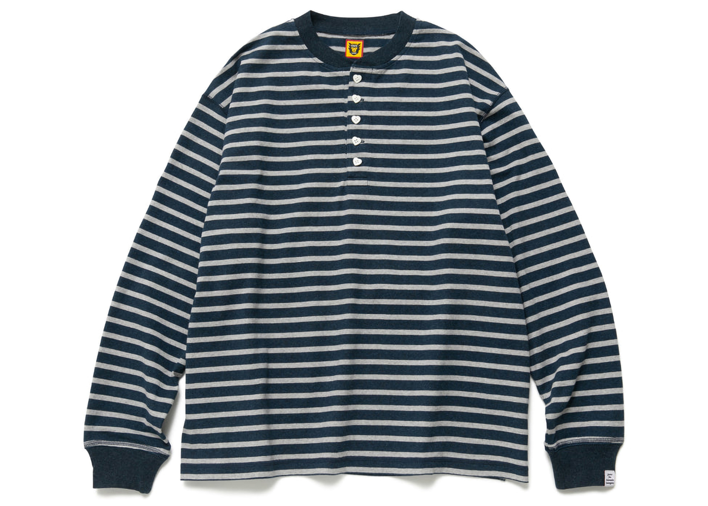 Human Made Striped Henley Neck L/S T-Shirt Navy Men's - FW22 - US