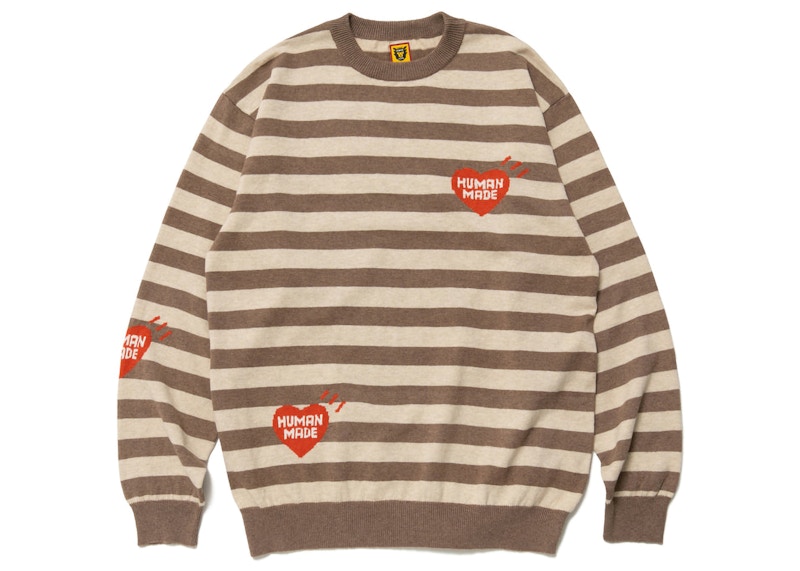 Human Made Striped L/S Knit Sweater Beige Men's - FW22 - US