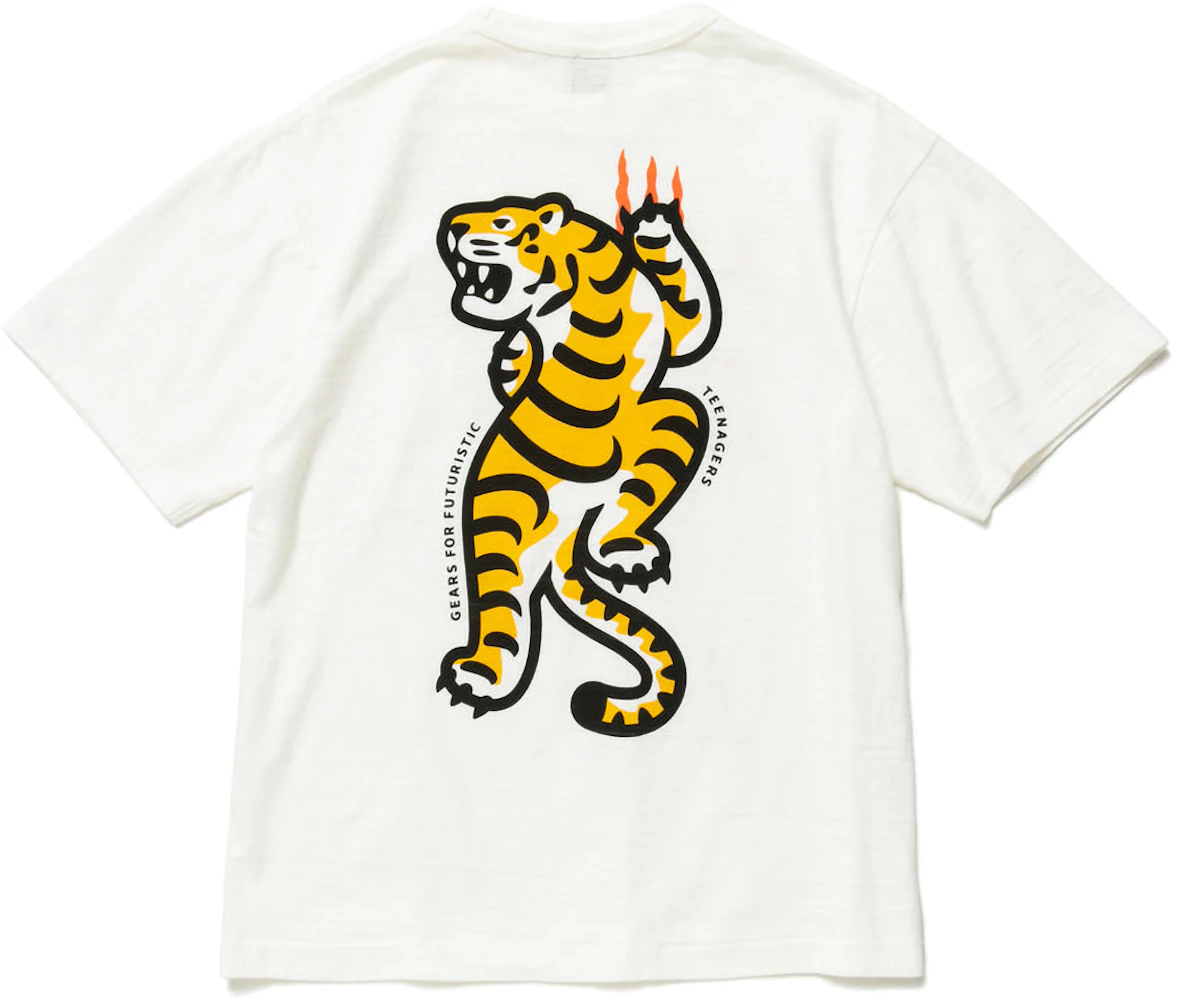 Black White Human Made T Shirt Tiger Print Men Women Red Heart Washed Tag  Label Tops