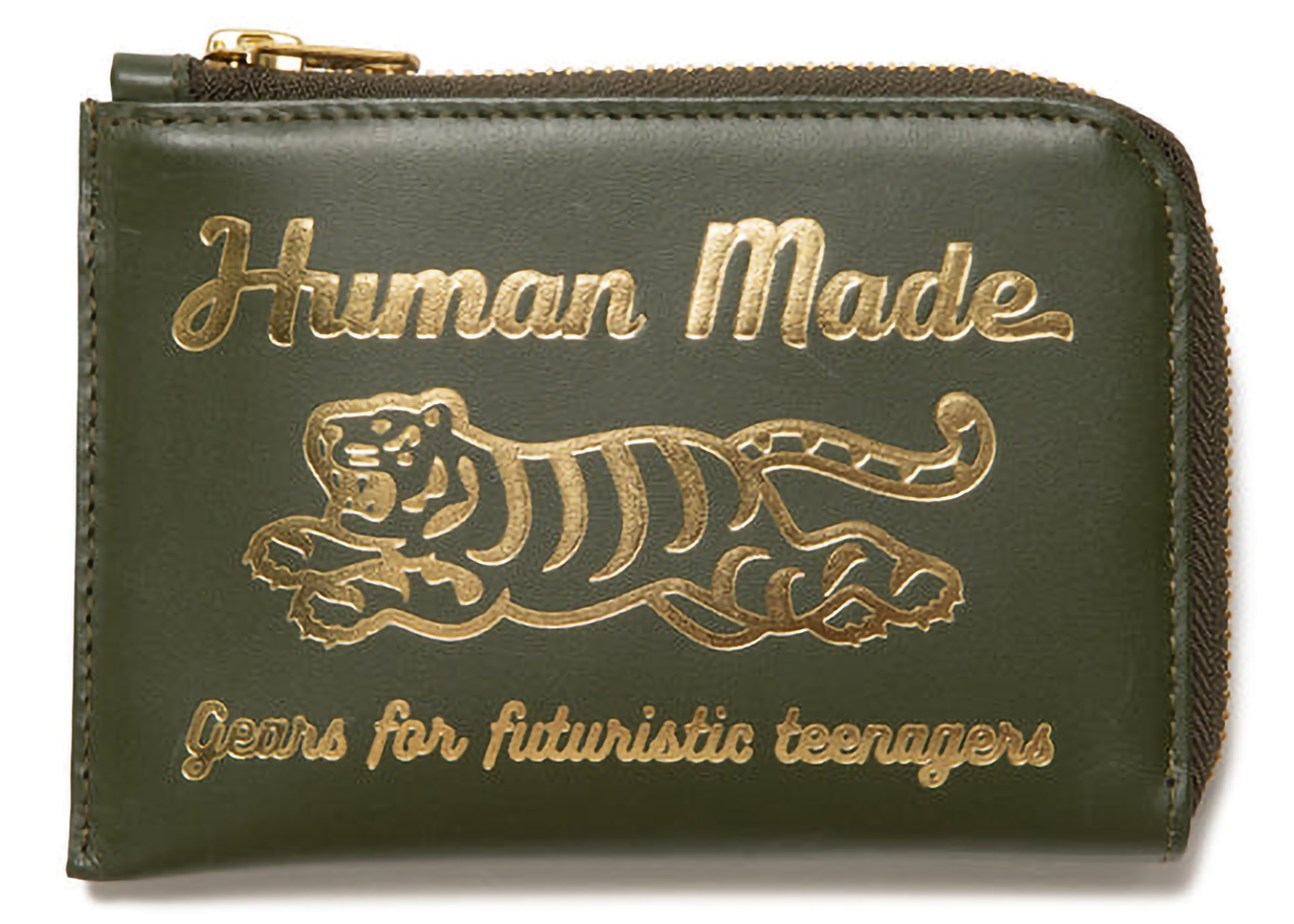 Human Made Tiger Leather Wallet Olive Drab - FW22 - US