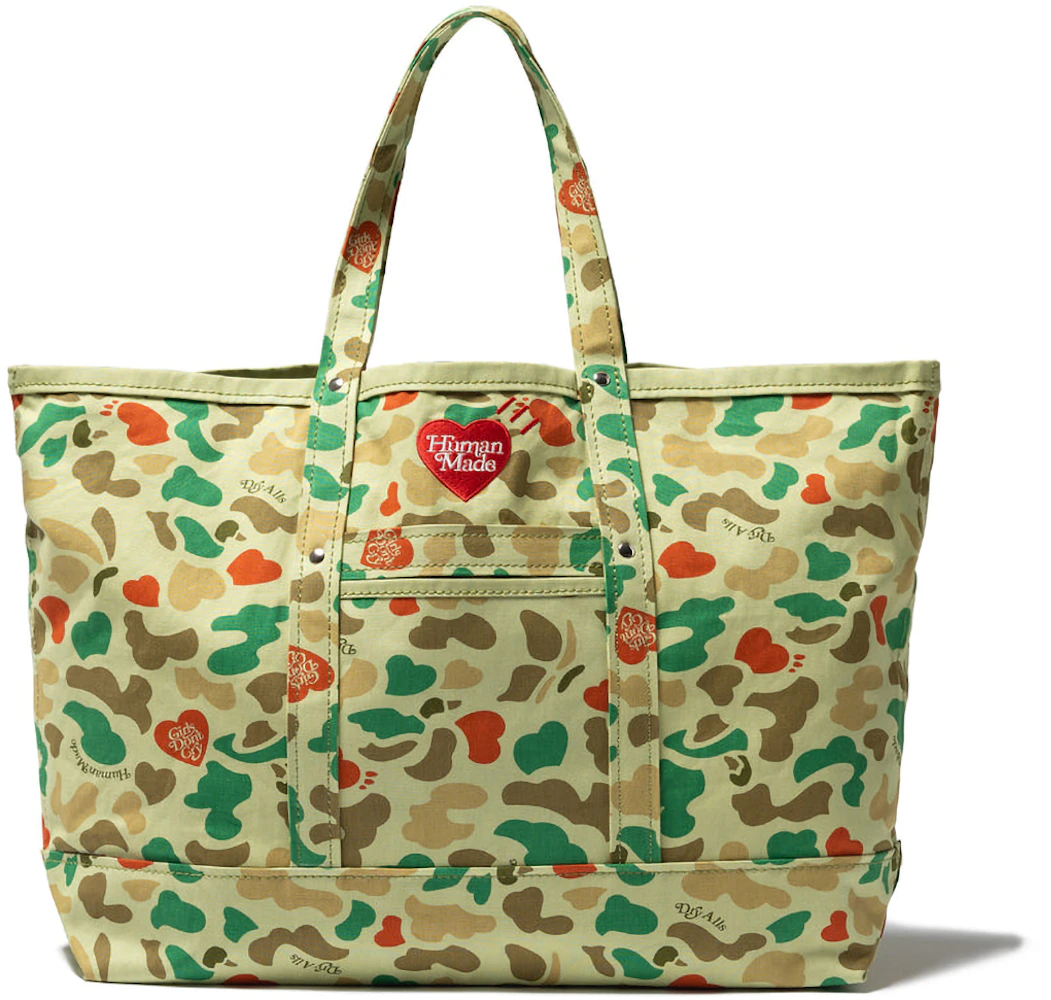 Human Made x Girls Don't Cry Heart Camo Large Tote Bag Green - SS23 - US