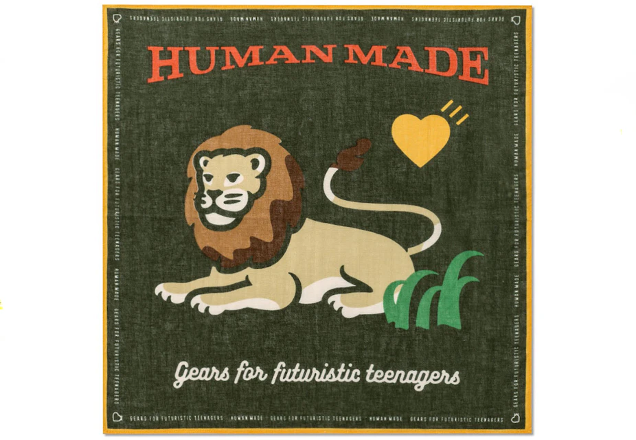 Human Made x HBX Lion Bandana Dark Green - FW22 - JP