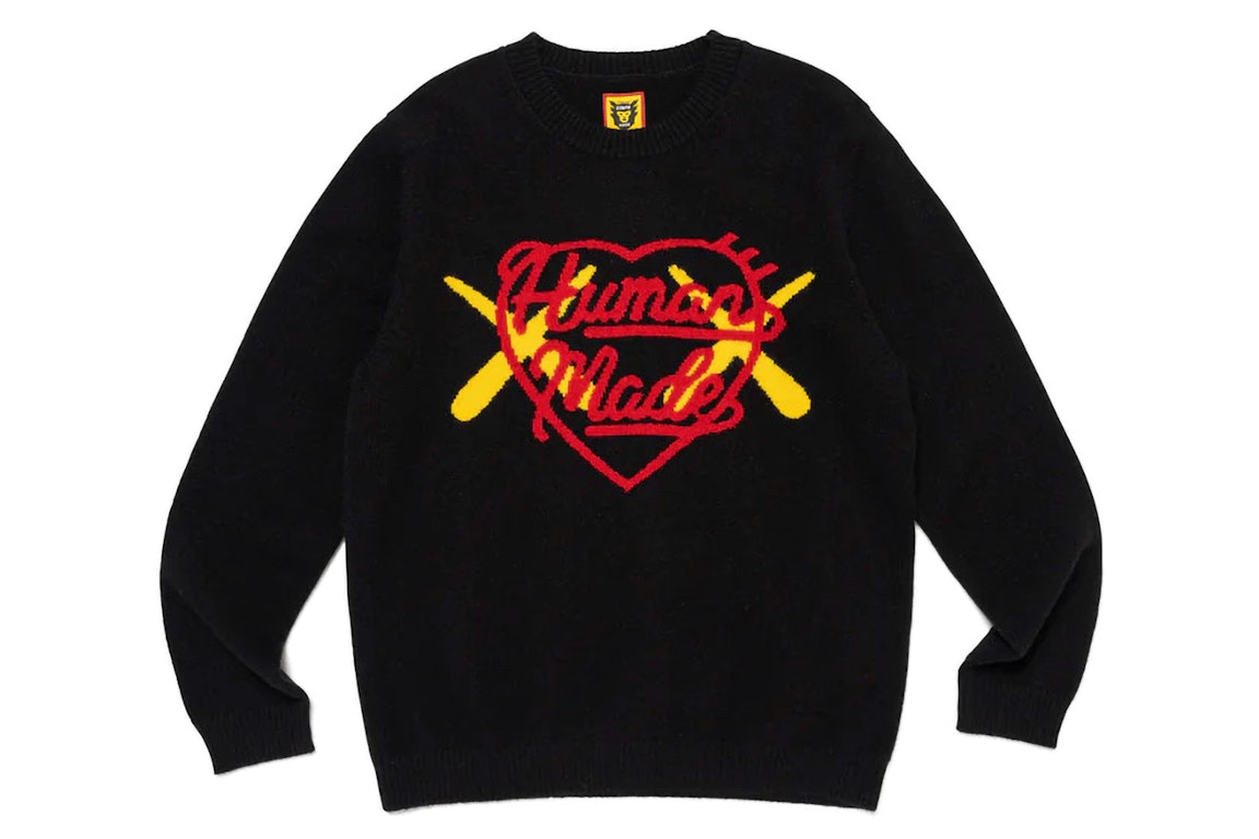 Pre-owned Human Made X Kaws Kids Knit Sweater Black
