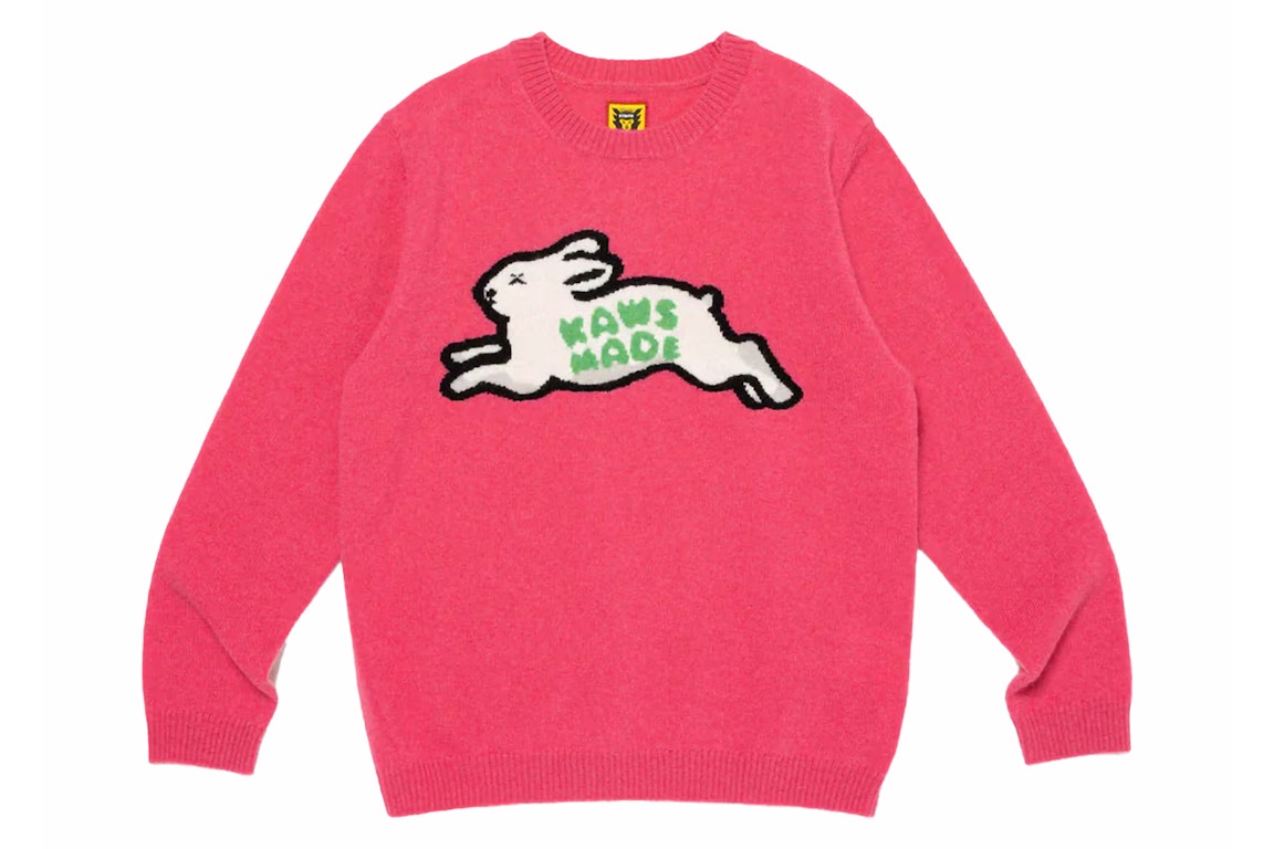 Pre-owned Human Made X Kaws Kids Knit Sweater Pink
