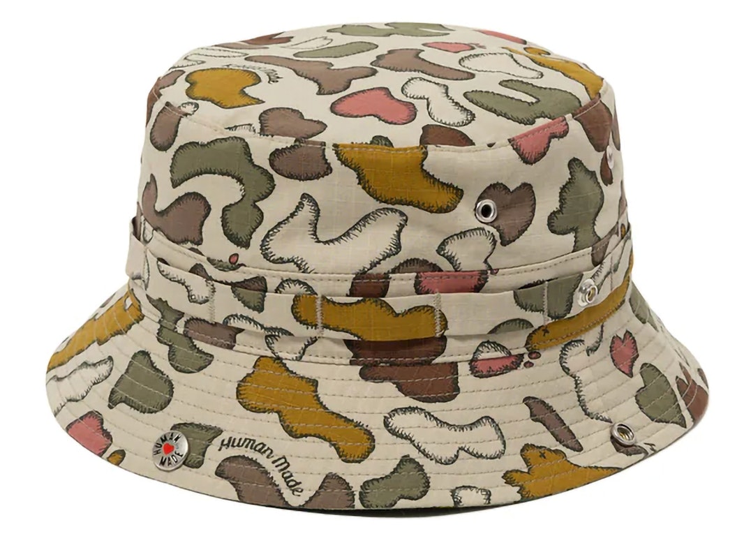 Pre-owned Human Made X Kaws Made Camo Bucket Hat Brown