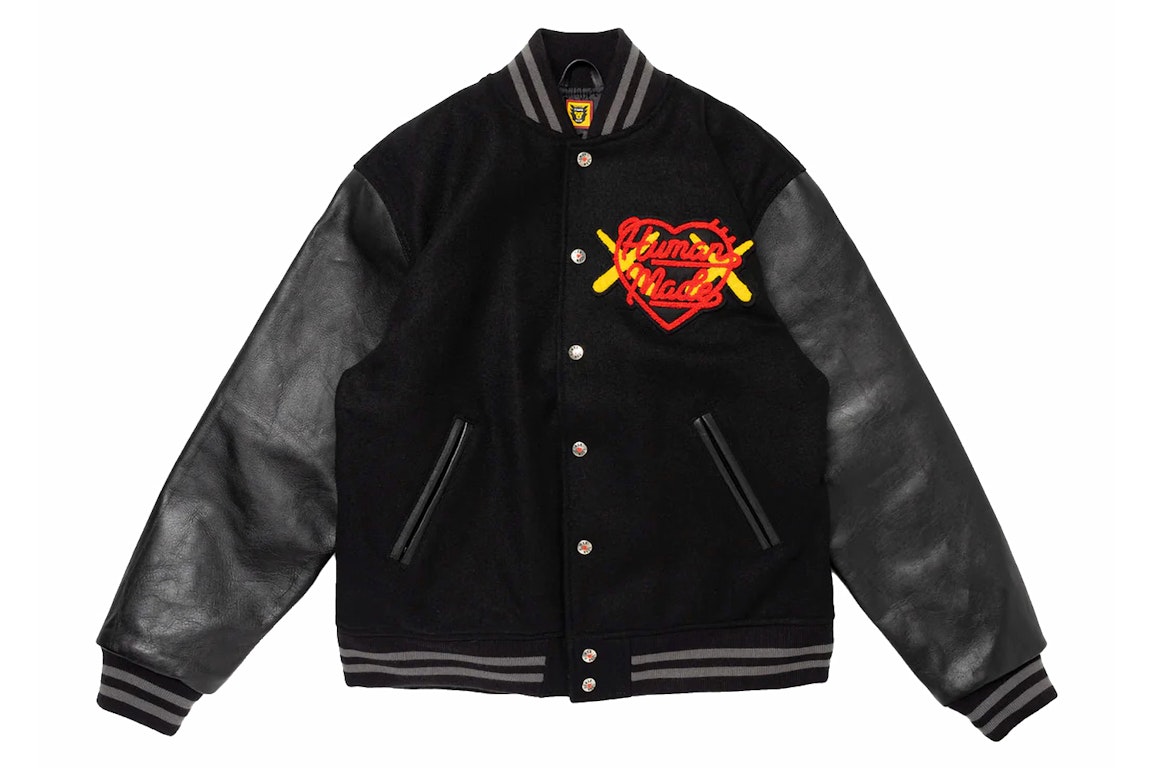 Pre-owned Human Made X Kaws Varsity Ii Jacket Black
