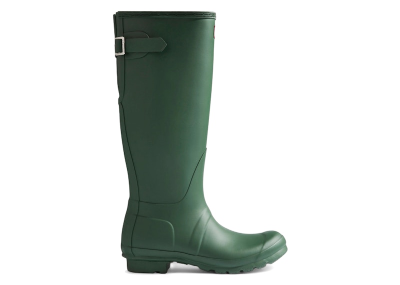 Pre-owned Hunter Original Tall Back Adjustable Wellington Boots (women's) Sneakers In Green