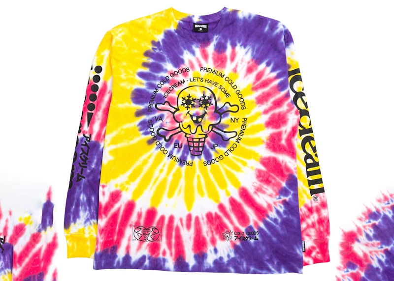 Pre-owned Ice Cream Men's Cold Goods Long Sleeve Tee Shirt In Tie Dye