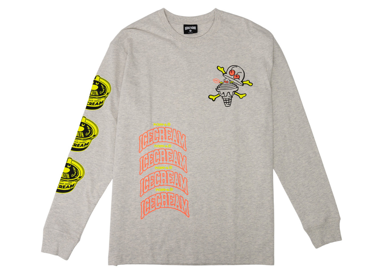 クリーム Ice Cream Men Cup Of Cone Long Sleeve Tee (white