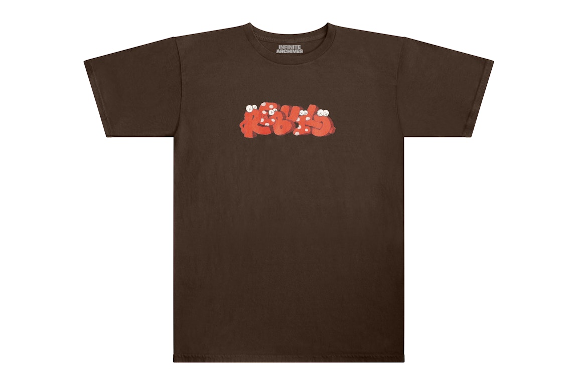 Pre-owned Infinite Archives X Kaws T-shirt Brown