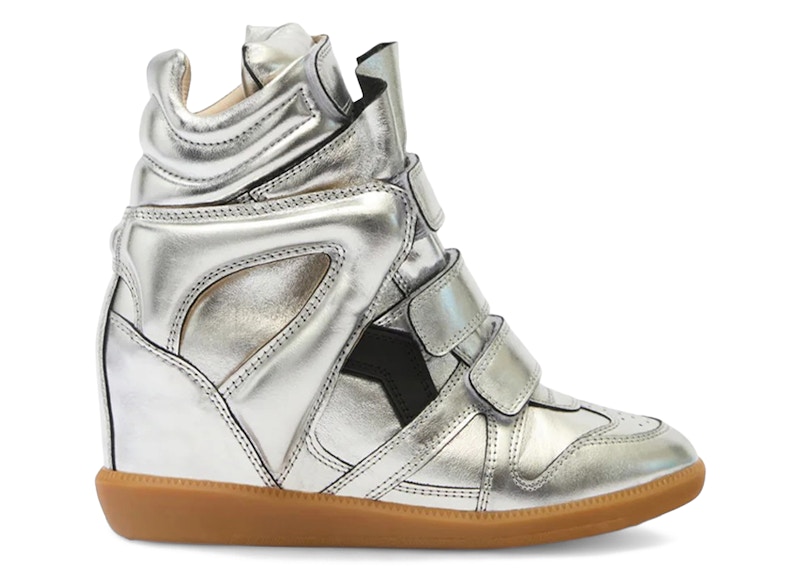 Isabel Marant Bekett Leather Wedge Sneakers (Women's) in Gun Metal
