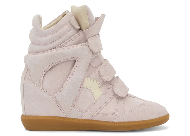 Isabel Marant Bekett Leather Wedge Sneakers Pale Pink (Women's