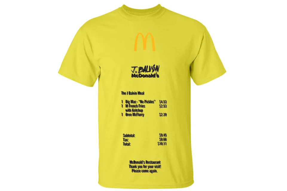 J Balvin x McDonald's Receipt Tee Yellow