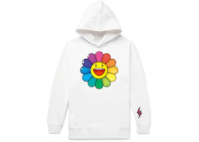 J Balvin x Takashi Murakami Rainbow Flower Hoodie White