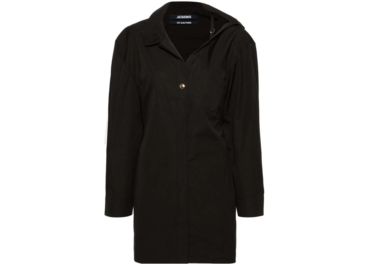 Jacquemus Asymmetric-Neck Shirt Mini Dress Black - US Jacquemus Asymmetric-Neck Shirt Mini Dress Black - US