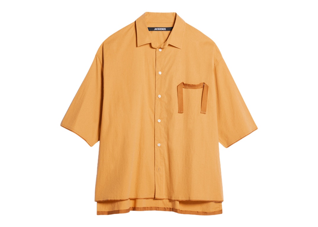 Pre-owned Jacquemus La Chemise Cabri Grosgrain Logo Short Sleeve Shirt Yellow