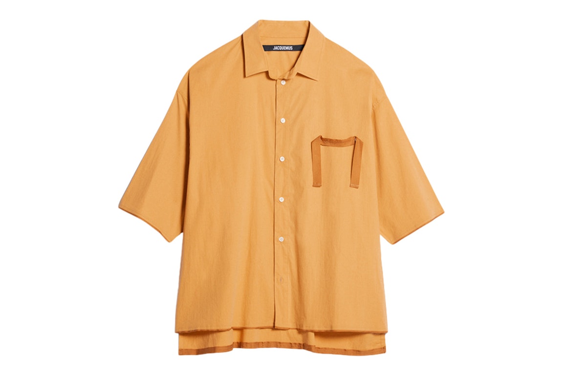 Pre-owned Jacquemus La Chemise Cabri Grosgrain Logo Short Sleeve Shirt Yellow