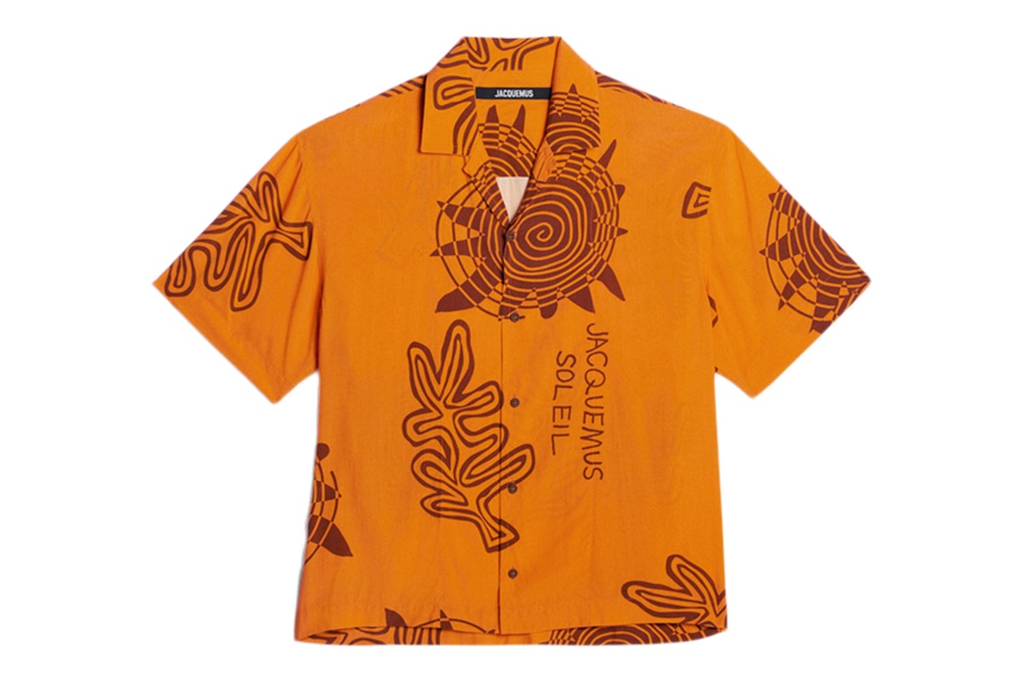 Pre-owned Jacquemus La Chemise Jean Summer Sketch Bowling Shirt Print Orange Arty Sun