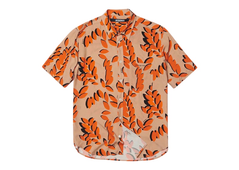 Jacquemus La Chemise Melo Leaves Print Shirt Orange