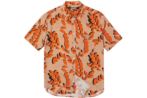 Jacquemus La Chemise Melo Hemd mit Blätterndruck Orange Herren – DE