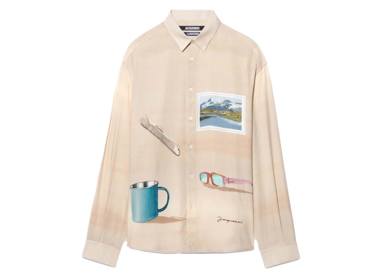 Jacquemus La Chemise Simon Mountain Shirt Print Beige Montagne