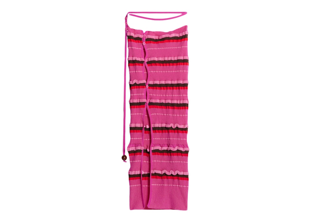 Pre-owned Jacquemus La Jupe Maille Concha Asymmetric Striped Skirt Dark Pink