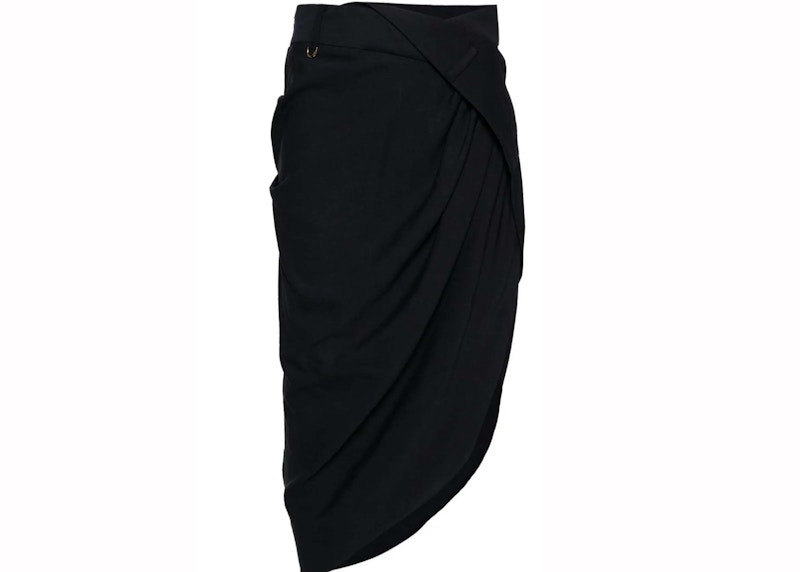 Pre-owned Jacquemus Women's La Jupe Saudade Draped Midi Skirt In Midnight Blue