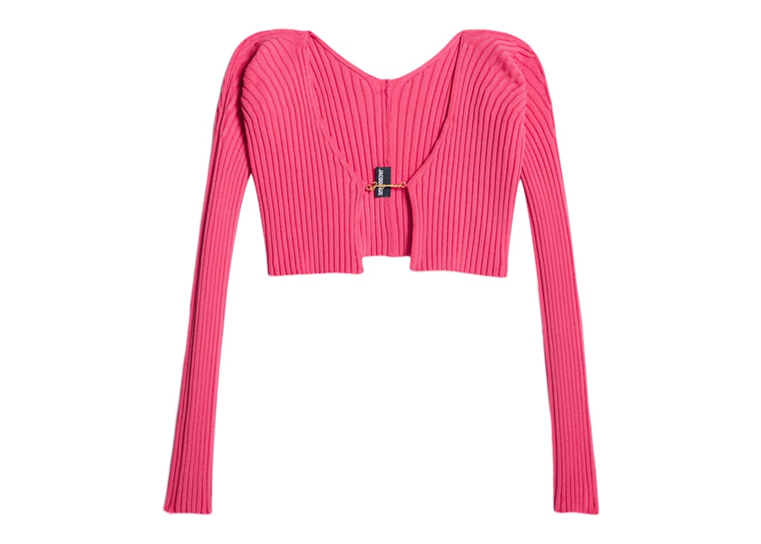 Pre-owned Jacquemus La Maille Pralu Micro Charm Logo Cardigan Pink