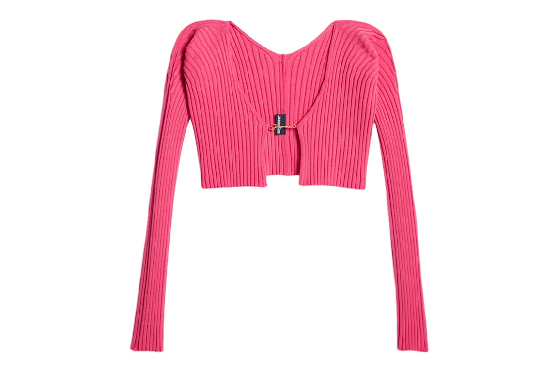 Pre-owned Jacquemus La Maille Pralu Micro Charm Logo Cardigan Pink