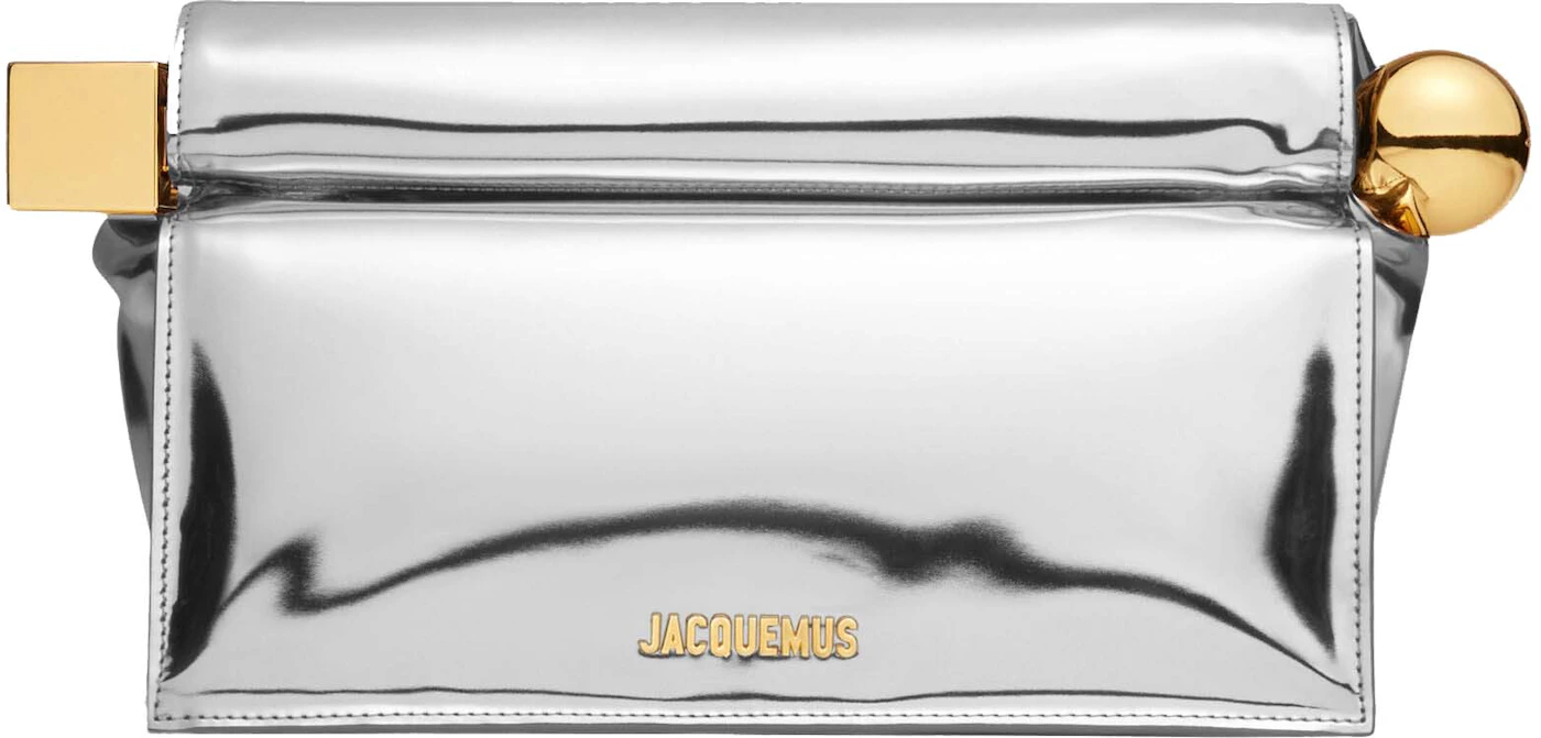 Jacquemus La Pochette Rond Carré Silver in Leather with Gold-tone - US