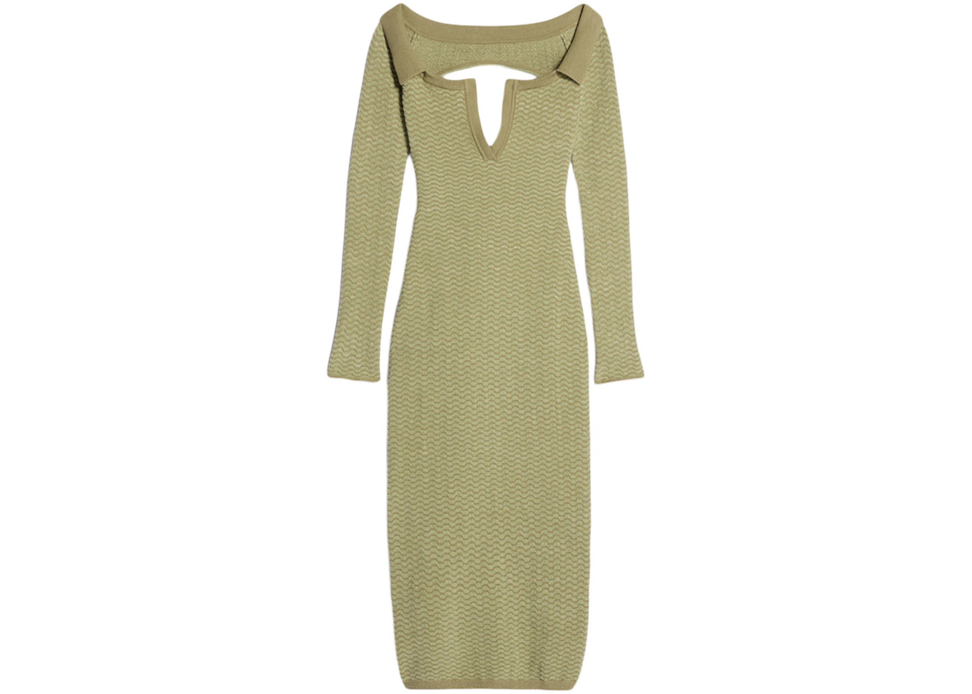 Jacquemus La Robe Maille Pampero Off-The-Shoulder Polo Dress Multi-Green - SS23 - US Jacquemus La Robe Maille Pampero Off-The-Shoulder Polo Dress Multi-Green - SS23 - US