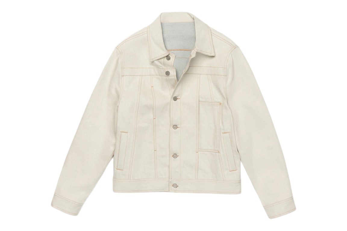 Pre-owned Jacquemus La Veste De Nimes Paneled Denim Jacket Off-white/light Beige