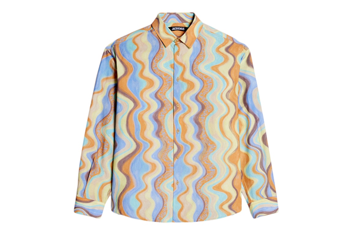 Pre-owned Jacquemus La Chemise Simon Classic Print Desert Waves Shirt Print Blue Waves Stripes