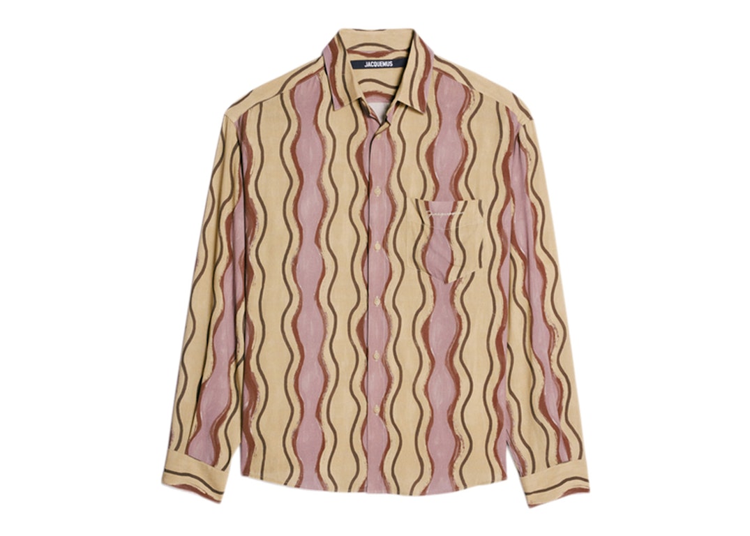 Pre-owned Jacquemus La Chemise Simon Desert Waves Shirt Print Brown Waves Stripe