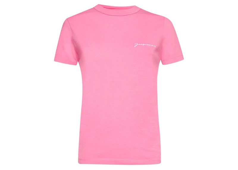 Jacquemus Ladies Embroidered Logo T-Shirt Pink - SS22 - US