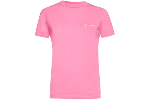 Jacquemus Ladies Embroidered Logo T-Shirt Pink SS22 GB