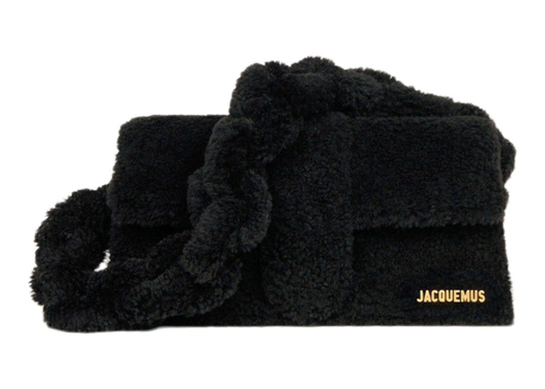 Pre-owned Jacquemus Le Bambidou Shearling Flap Bag Black