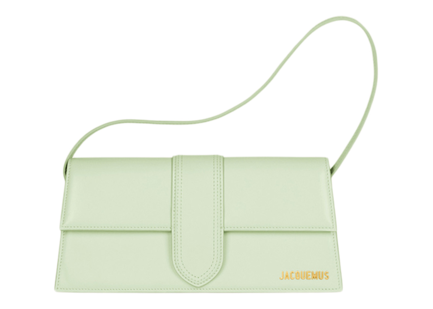 Jacquemus Le Bambino Long Flap Shoulder Bag Light Green in Cowskin