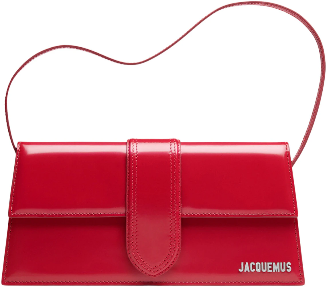 Jacquemus Le Bambino Long Red in Calfskin Leather with Silver-tone - US