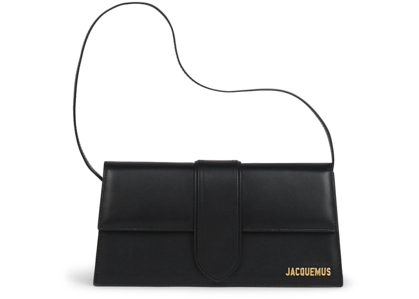 Jacquemus Le Bambino Long Shoulder Bag Black in Leather with Gold