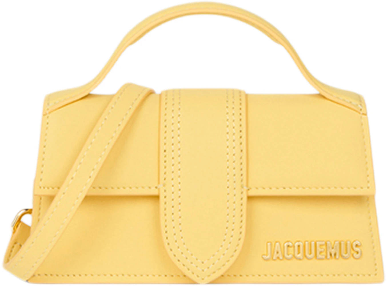 Jacquemus Le Bambino Mini Flap Bag Yellow in Cowskin Leather with Gold ...